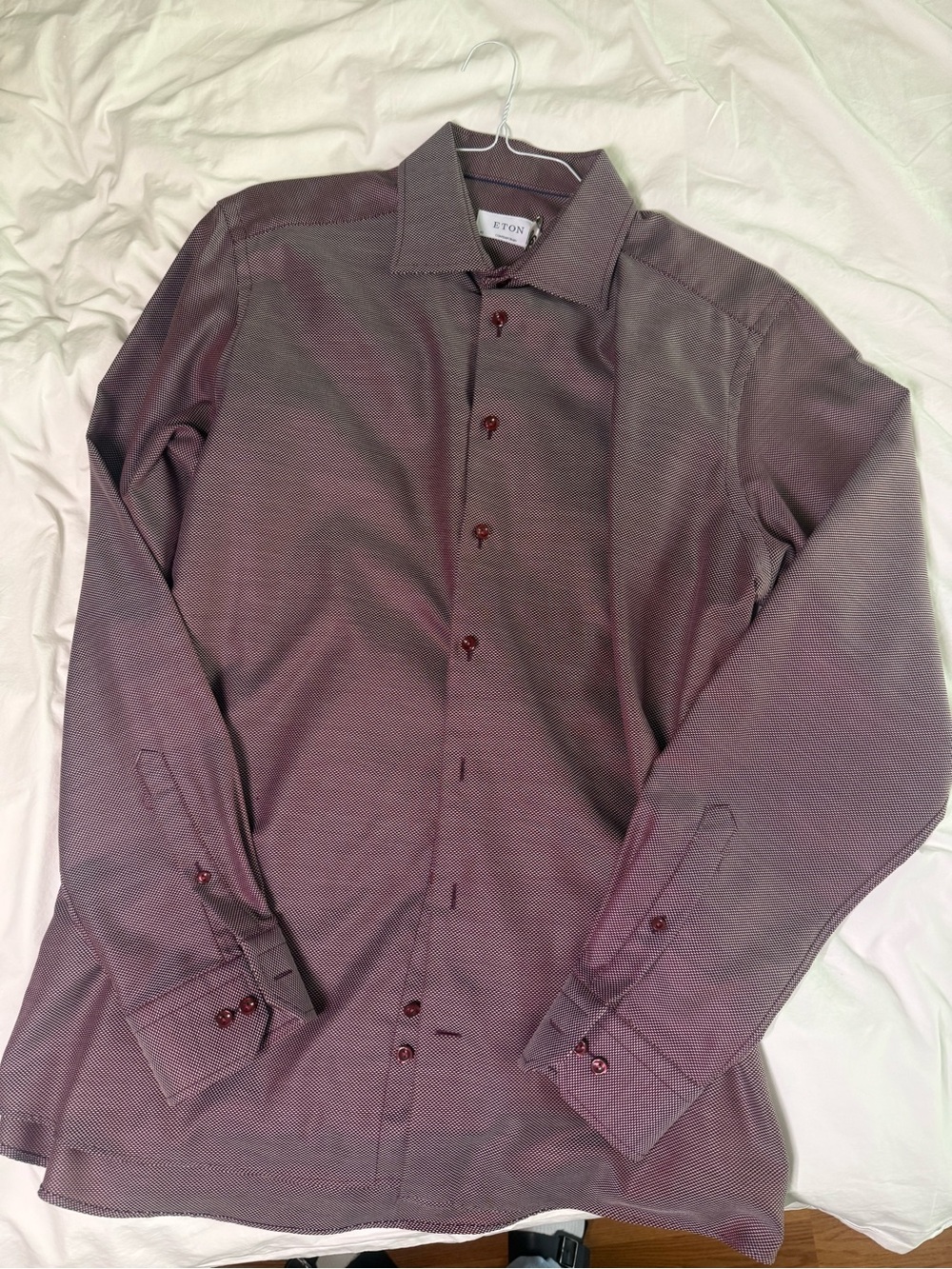 Eton Men's Burgundy Micro-Textured Dress Shirt